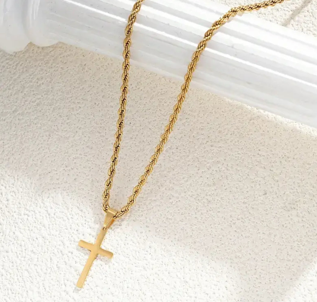 Rope Chain with Cross Pendant