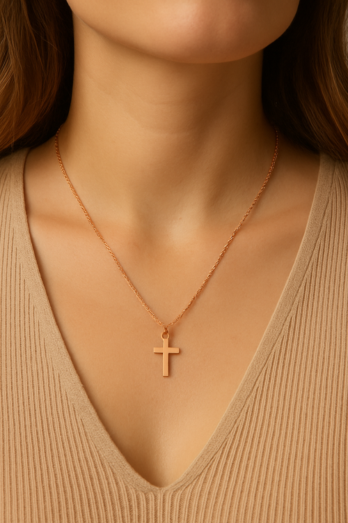 18K Rose Gold Plated Cross Necklace