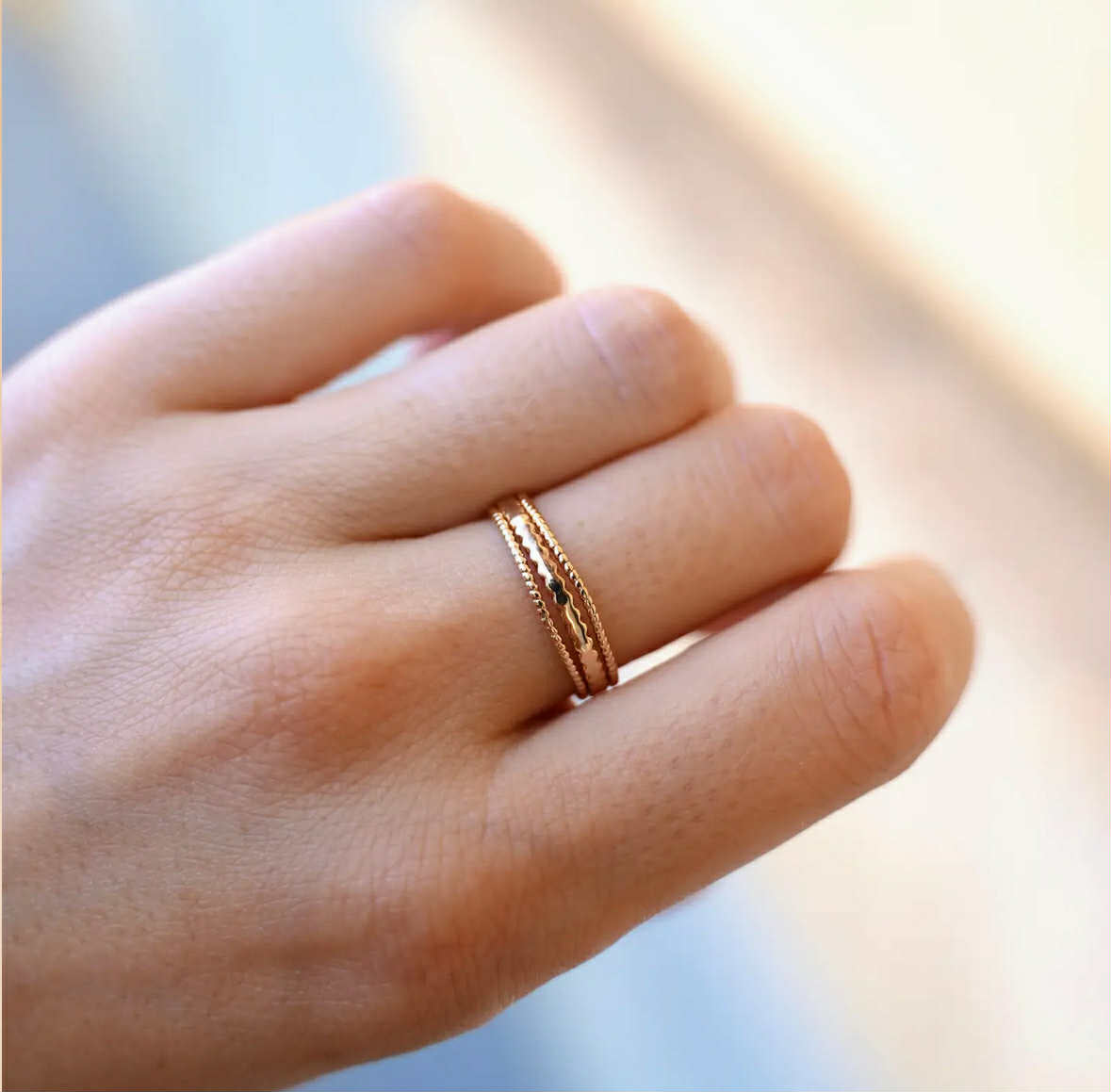 Triple-Row Gold-Plated Ring