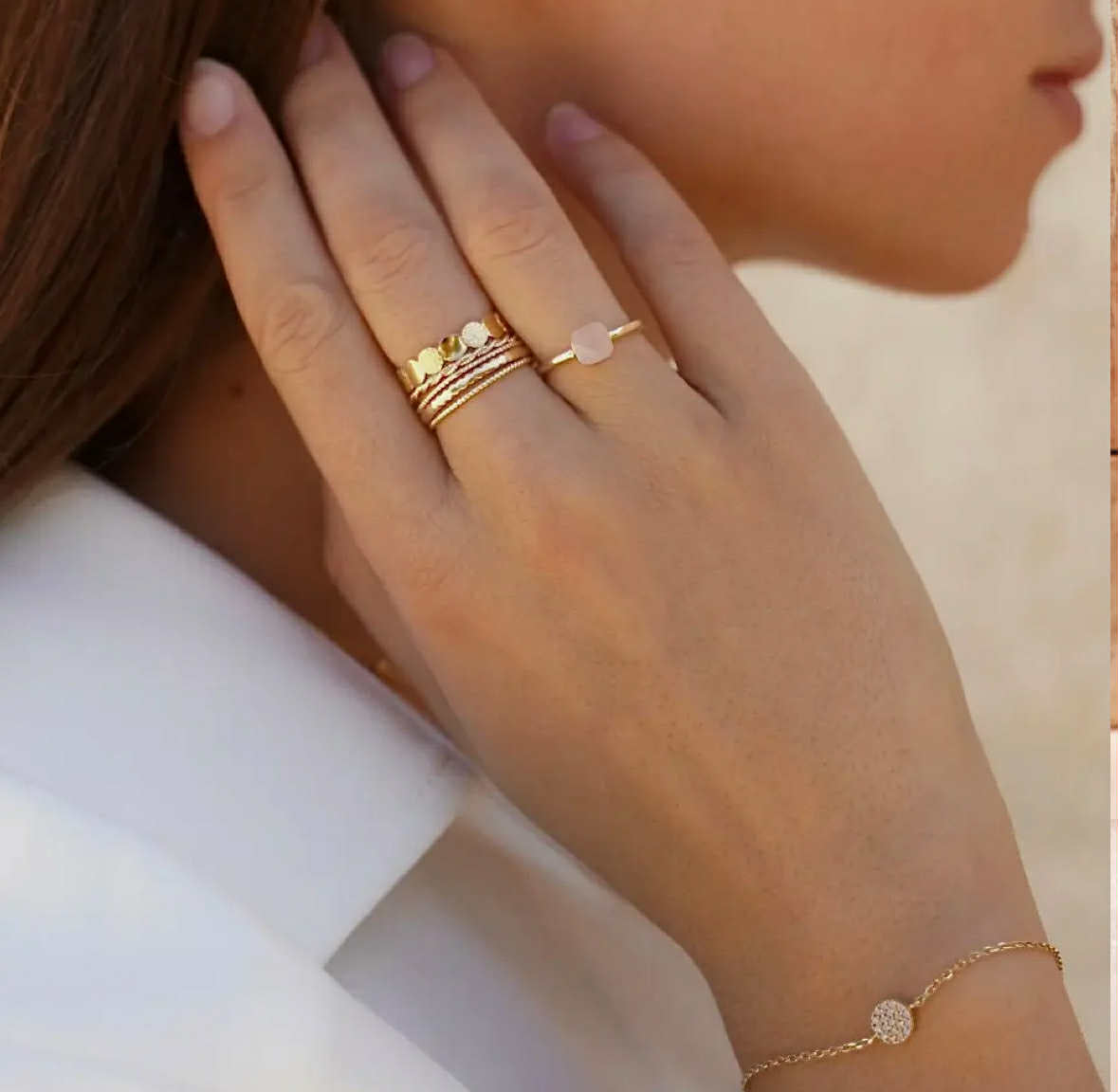 Triple-Row Gold-Plated Ring