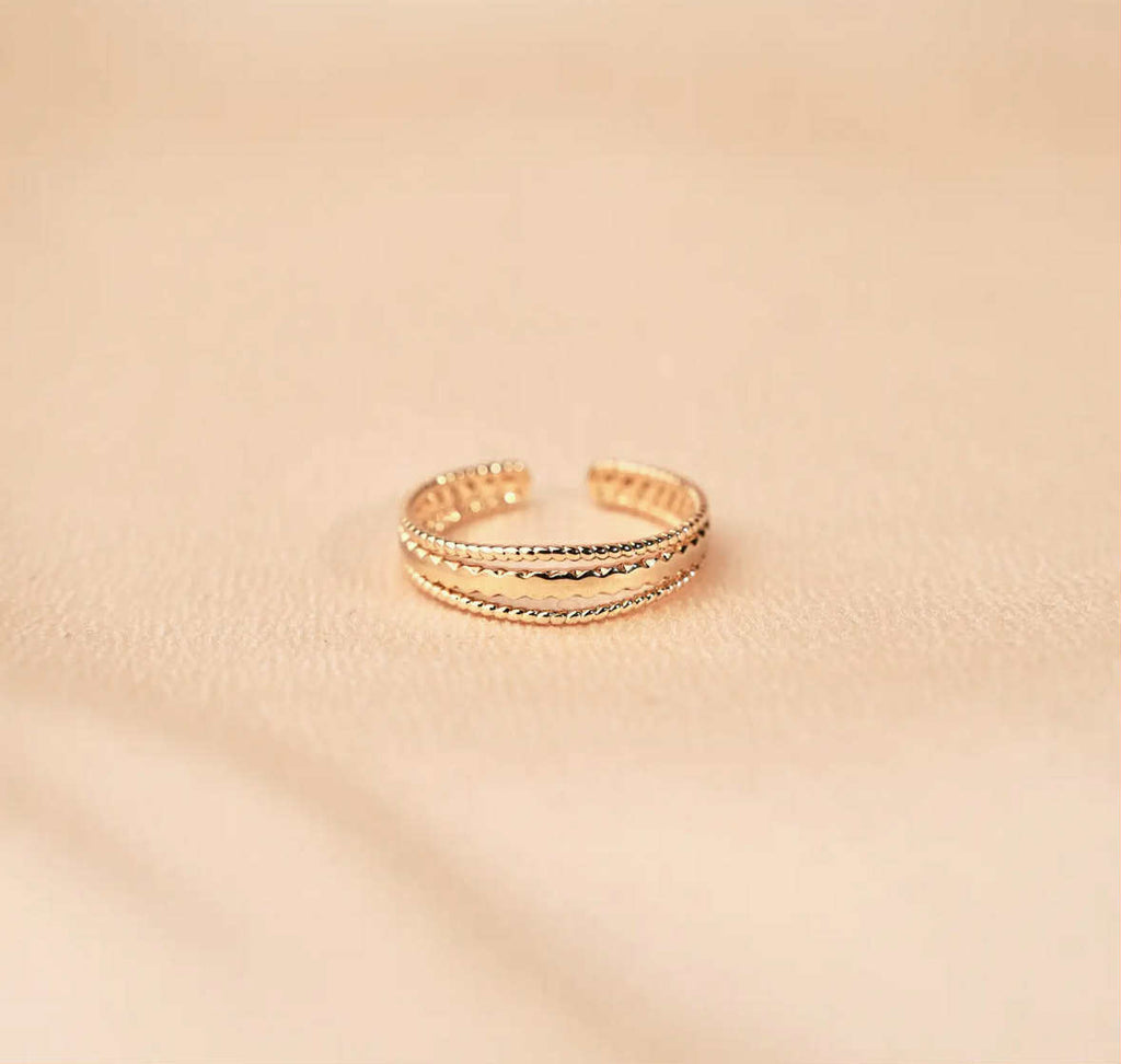 Triple-Row Gold-Plated Ring