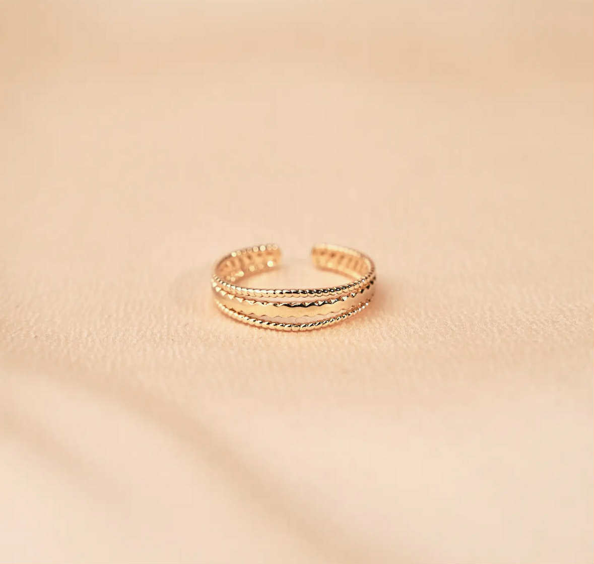 Triple-Row Gold-Plated Ring